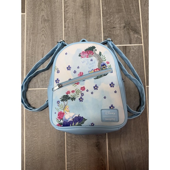 Loungefly Mini Backpack Womens Blue Disney Alice Wonderland Cheshire Cat - Picture 1 of 9